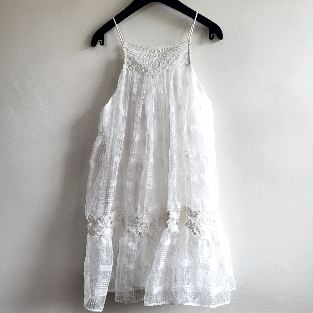 New Zara Halter Lace Babydoll Short Mini Dress White NWT Size Small - Picture 13 of 16